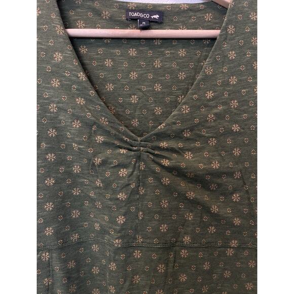 Toad & Co Women's Rosemarie Dress A-Line Cap Sleeves V-Neck Green Floral Size M - Picture 5 of 10